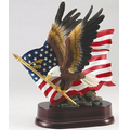 Eagle In Flight/Flag Resin Sculpture -10-1/2" Tall 10" Wide
